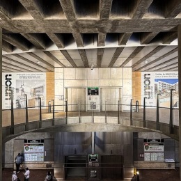 the inside of a large building