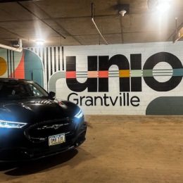 a car in a parking garage